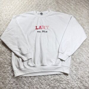LANY Band Sweatshirt XL White Gildan DryBlend Est. 2014 Embroidered Pullover